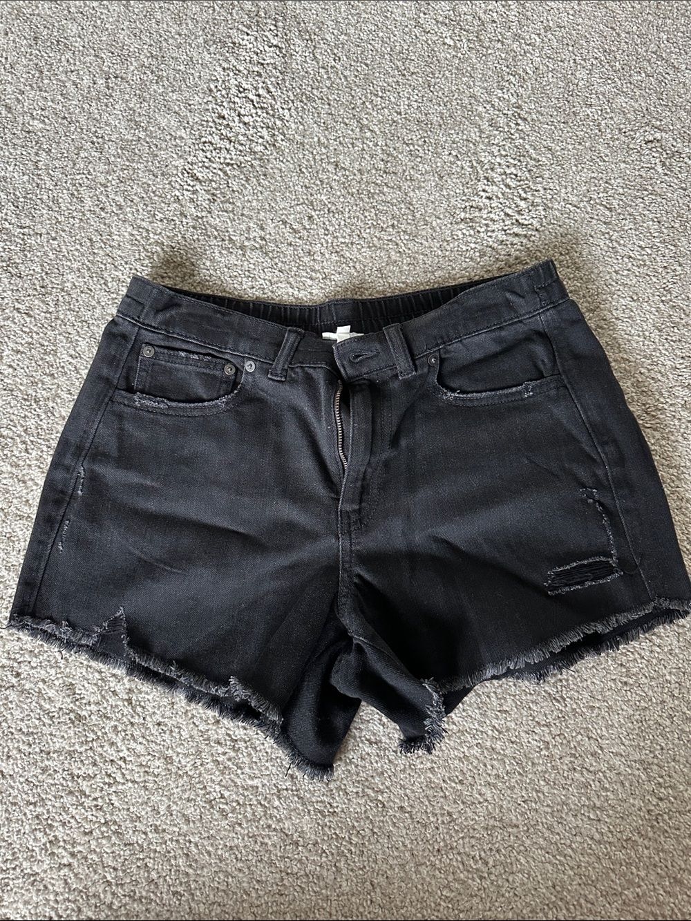 NWT aerie Black Distressed Denim Shorts